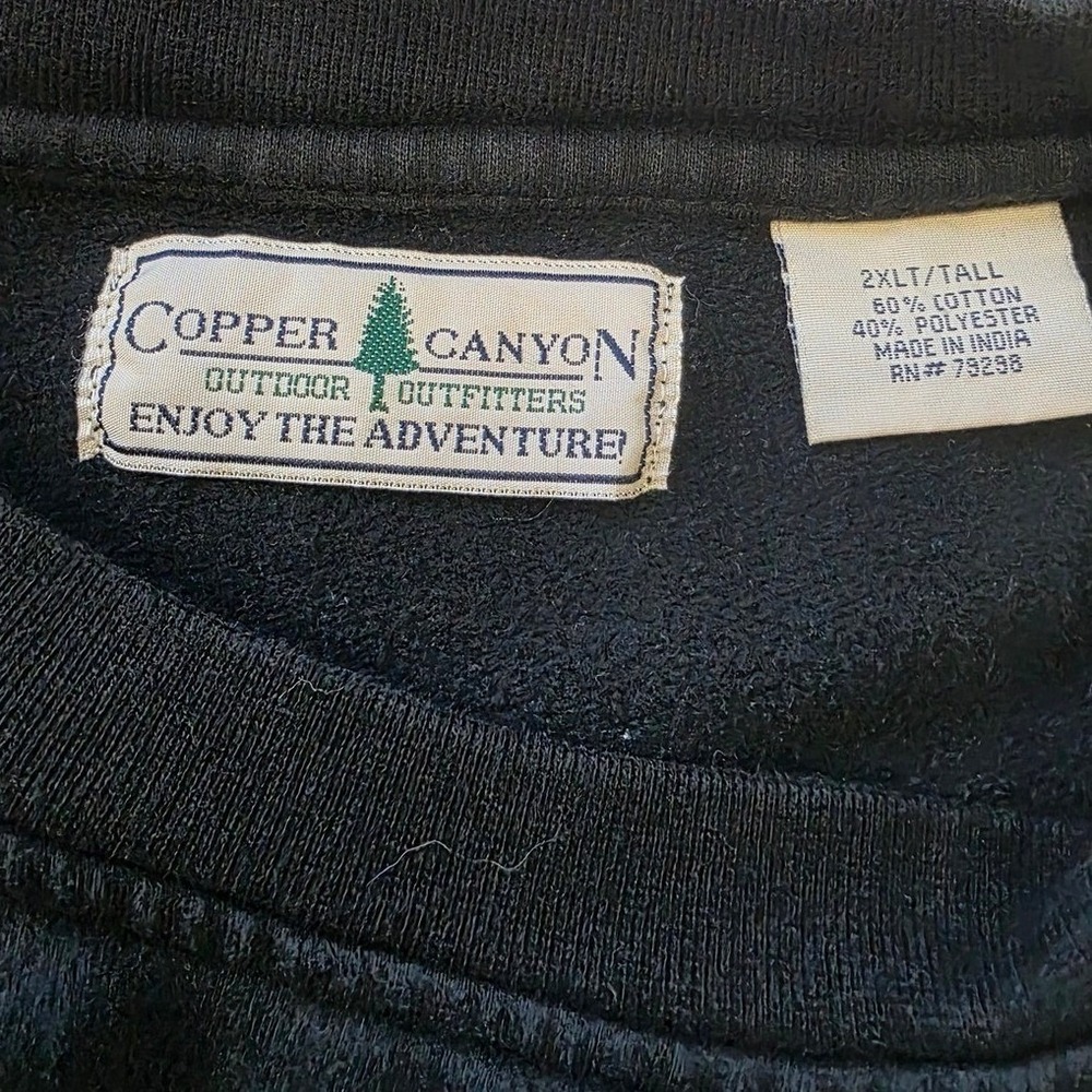 Copper Canyon Mens 2XLT Tall Black Crewneck Sweatshirt Cotton Blend Pullover - Picture 3 of 6